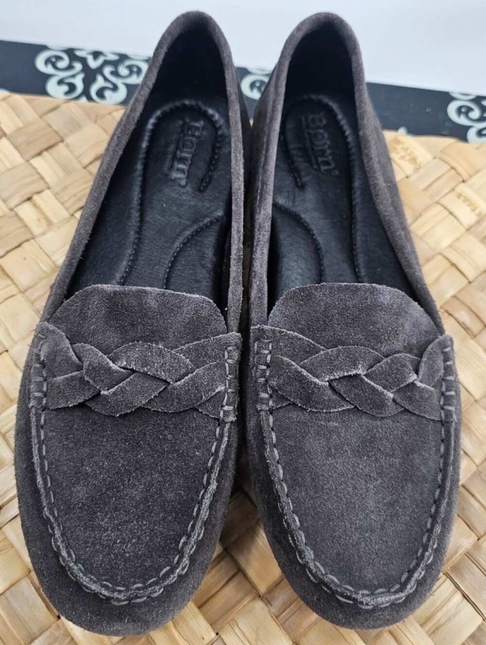 Born Penny Loafers Gray Suede Size 8